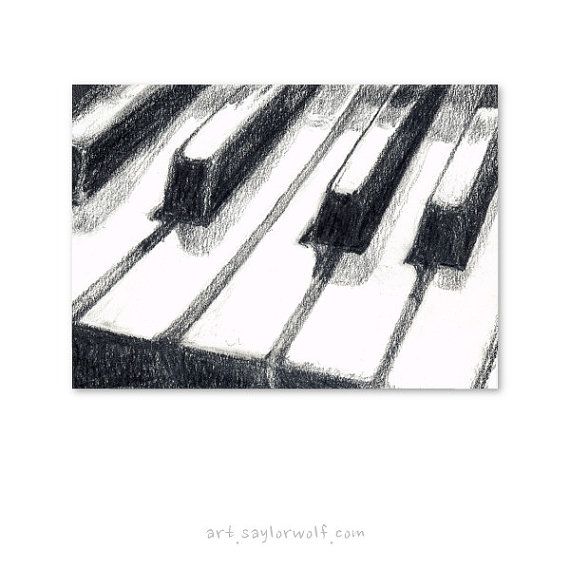 570x570 art drawing pencil piano keyboard fine art print of original - Piano Keyboard Drawing