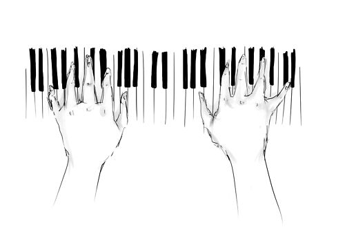 500x333 black and white, drawing, music, piano piano keys music - Piano Keys Drawing