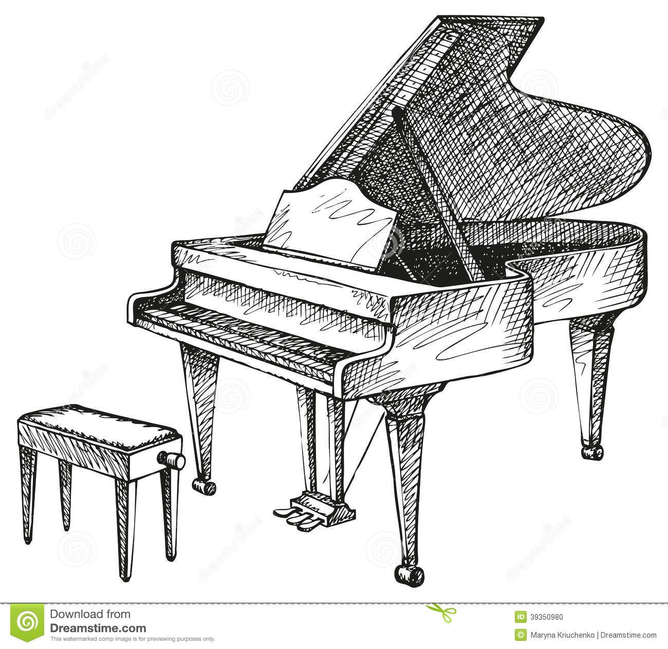 Piano Outline Drawing at PaintingValley.com | Explore collection of ...