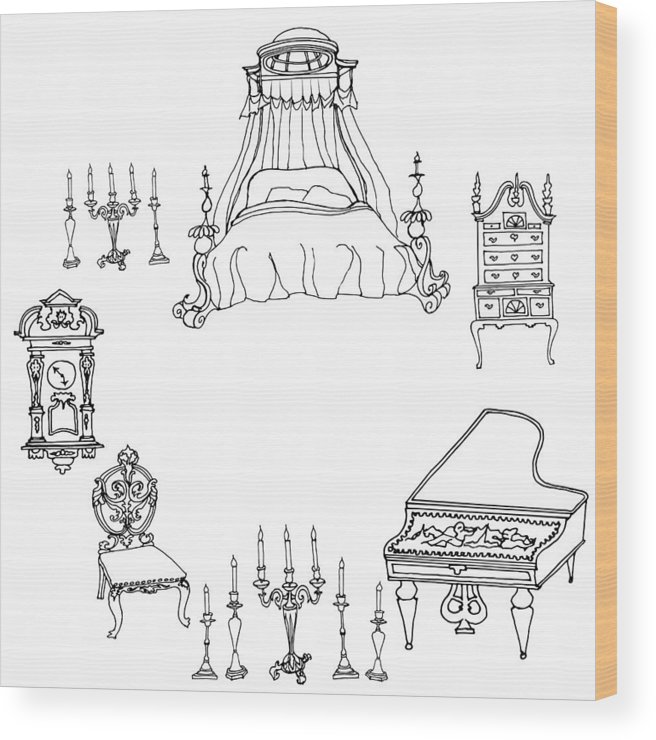 656x740 outline in lines on a white background antique furniture - Piano Outline Drawing