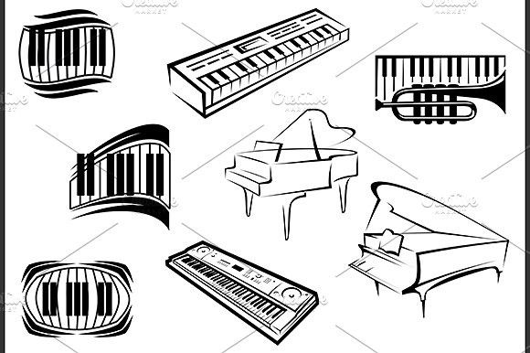 580x386 outline sketch piano music icons instrument design piano music - Piano Outline Drawing
