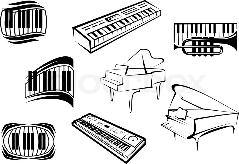 800x550 Piano Musical Outline Icons And Stock Vector Colourbox - Piano Outline Drawing