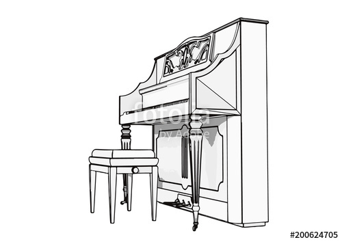 500x354 outline piano vector stock image and royalty free vector - Piano Outline Drawing