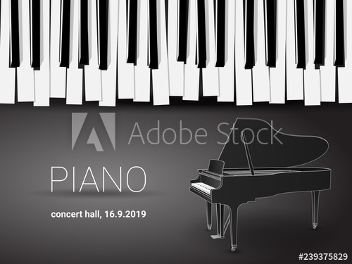 500x375 beautiful monochrome piano concert invitation card with simple - Piano Outline Drawing