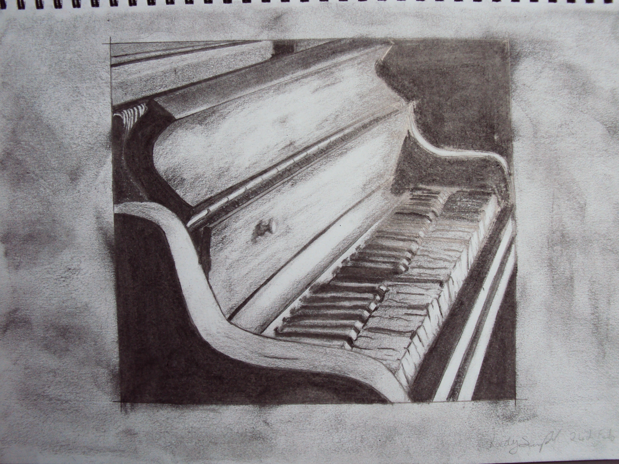 Grand Piano Pencil Drawing