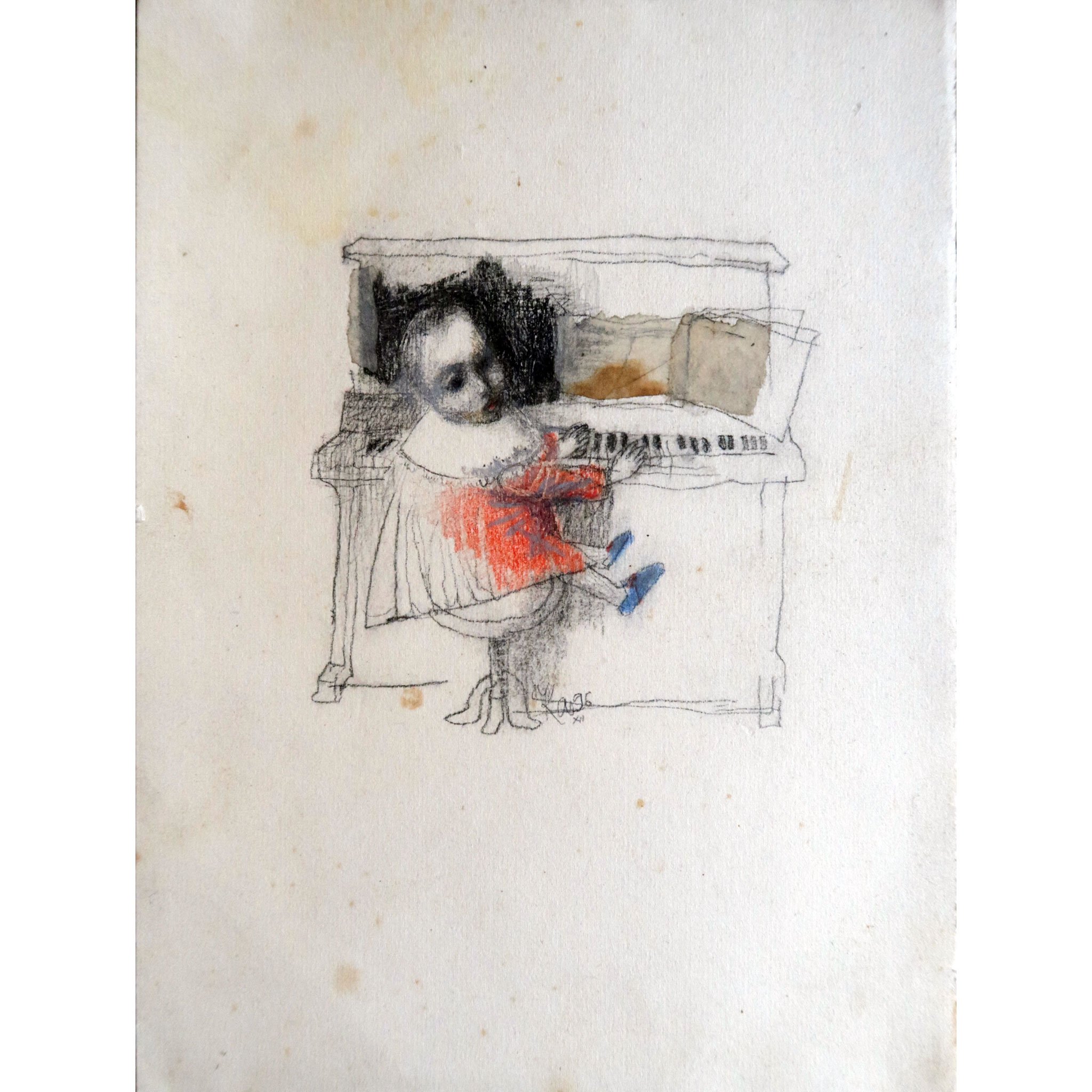 2048x2048 Little Mozart Original Charcoal Pencil Drawing Of A Little Boy - Piano Pencil Drawing