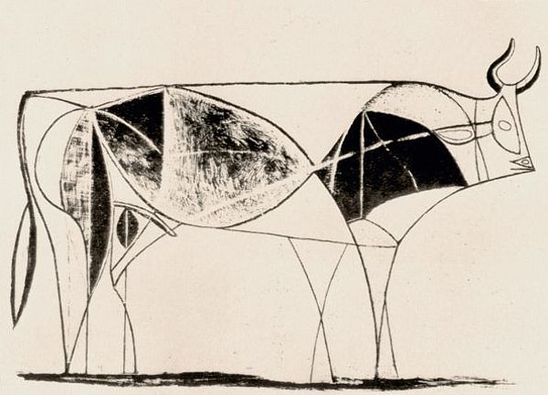 600x433 Animals In Art - Picasso Bull Drawing