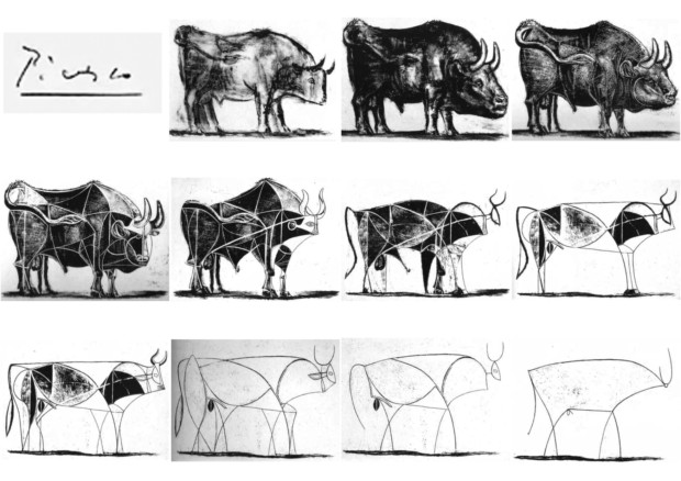 620x438 pablo picasso's bulls on the road to simplicity - Picasso Bull Drawing