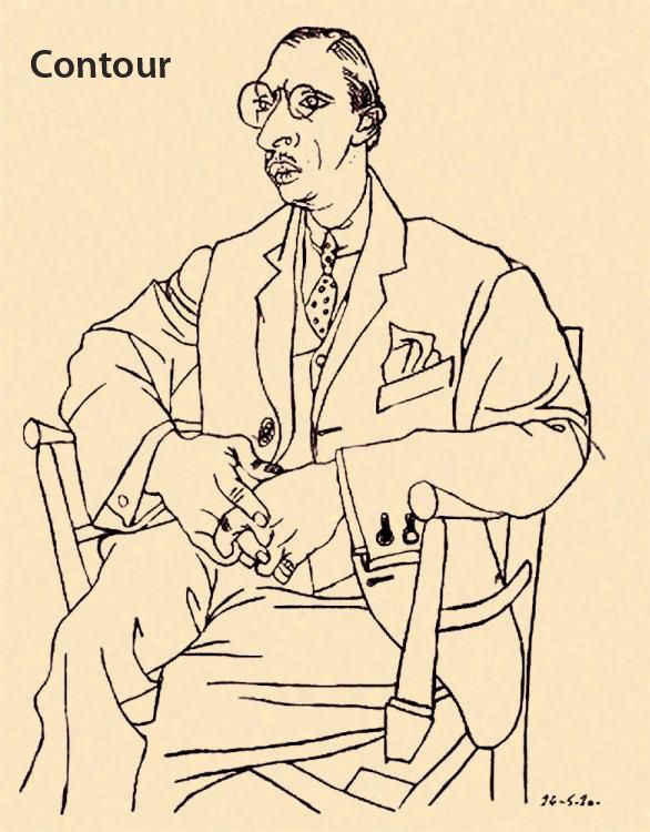 586x750 line contour, blind contour, gesture, outline art teaching - Picasso Contour Drawings