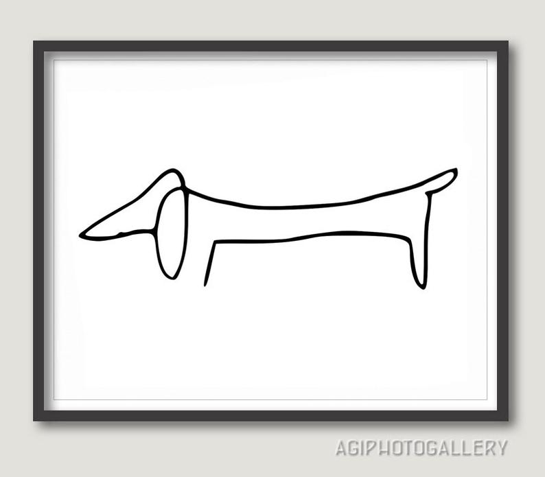 794x695 picasso dog animal print picasso poster picasso dachshund etsy - Picasso Dachshund Drawing