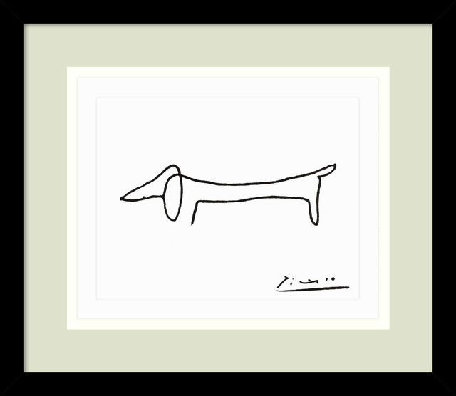 640x556 framed art print 'le chien - Picasso Dog Drawing
