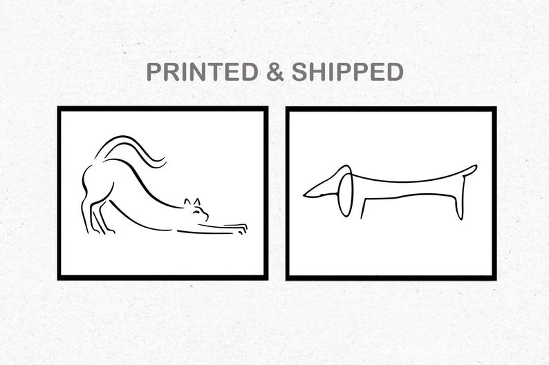 794x529 picasso dog cat print set printed shipped the dog picasso etsy - Picasso Dog Drawing
