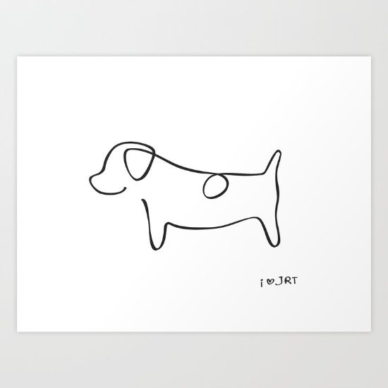 550x550 Picasso Inspired, Jack Russell Terrier, Dog, Line, Drawing - Picasso Dog Drawing
