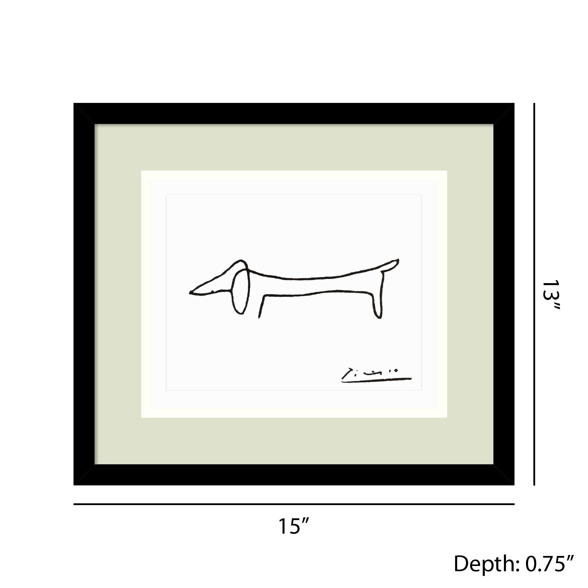 2000x2000 shop framed art print 'le chien - Picasso Dog Drawing