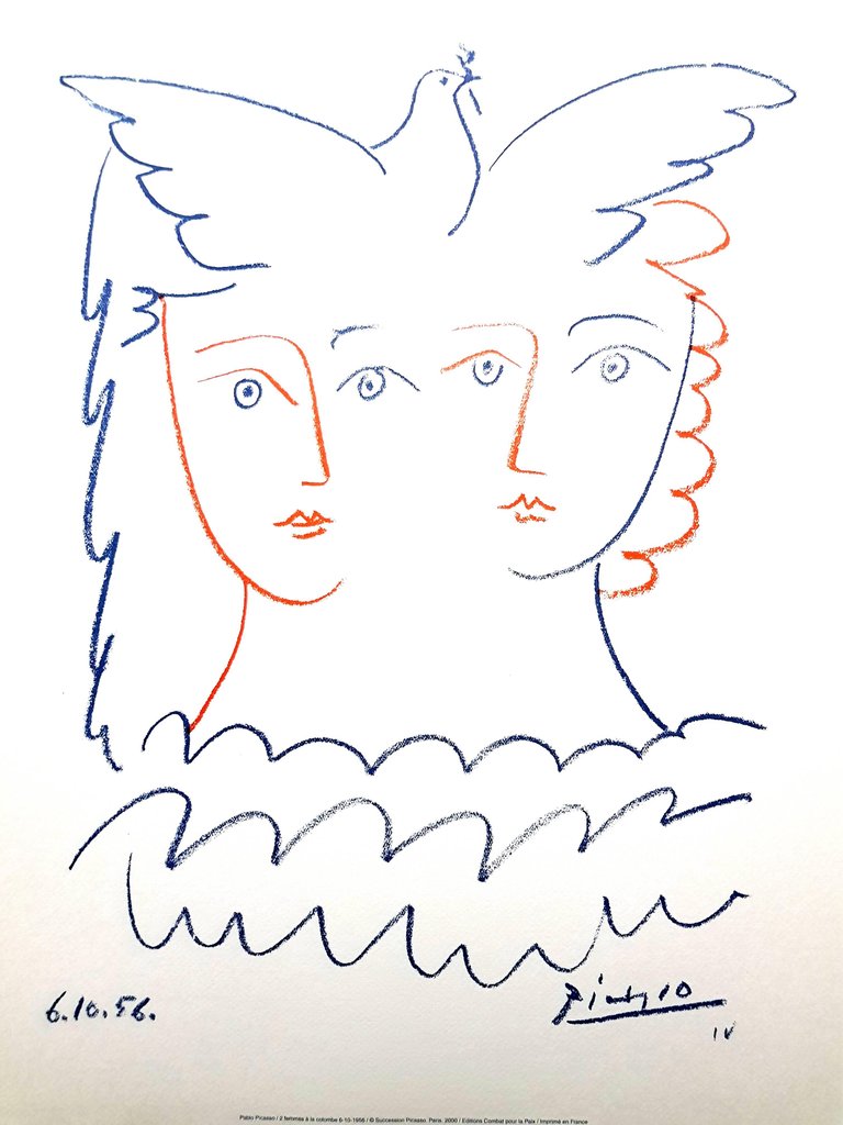768x1024 lithograph woman and dove after pablo picasso - Picasso Dove Drawing