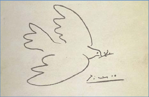 493x321 Picasso's Dove Of Peace Line Drawing - Picasso Dove Drawing