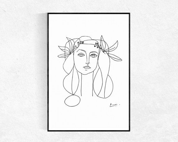 570x456 Picasso Printable Art, Picasso Sketch, Poster, Head Of A Women - Picasso Drawing Prints