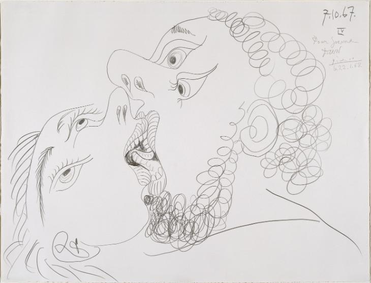 730x557 the kiss', pablo picasso, tate - Picasso Drawing Prints
