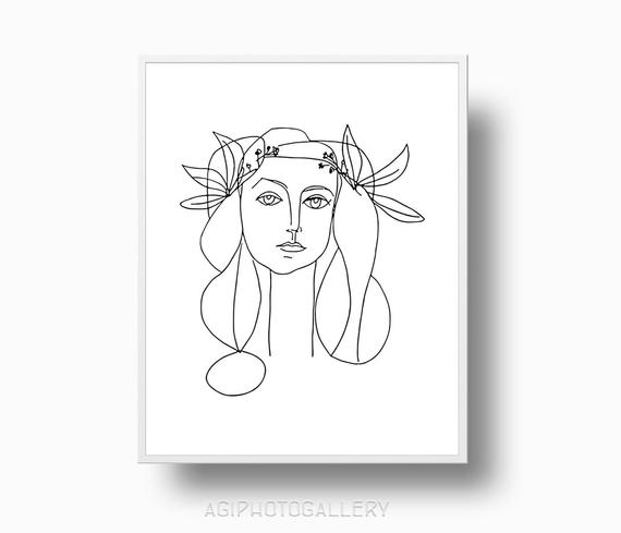 570x489 picasso girl peace print picasso poster picasso drawing etsy - Picasso Face Drawing