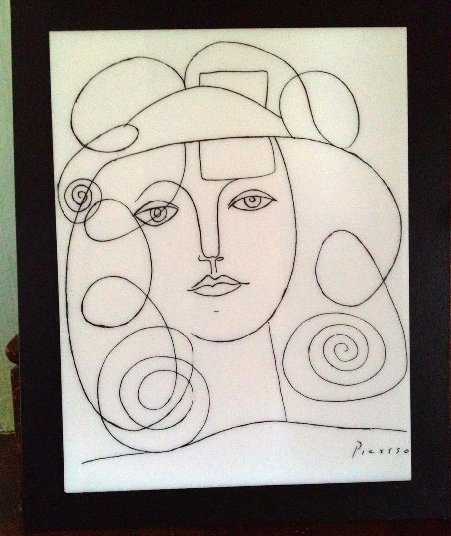 909x1080 picasso girl woman modern classics drawing on lucite rare - Picasso Girl Drawing