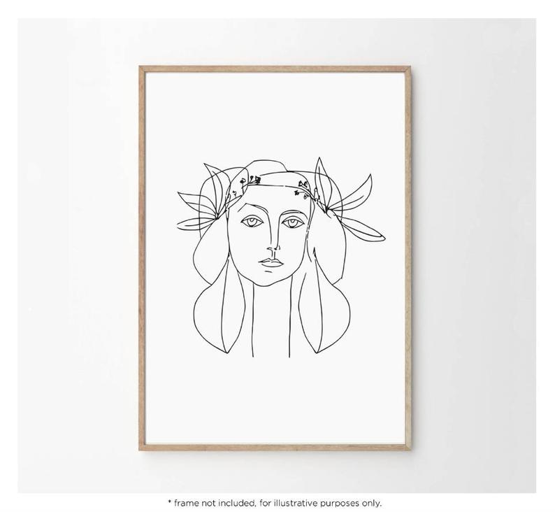 794x732 picasso style lady portrait art print picasso sketch etsy - Picasso Girl Drawing