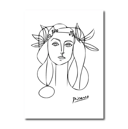 489x491 Picasso Line Drawing Girl Canvas Poster Print - Picasso Girl Drawing