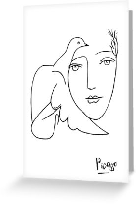 277x415 Picasso Girl And Dove Greeting Cards - Picasso Girl Drawing