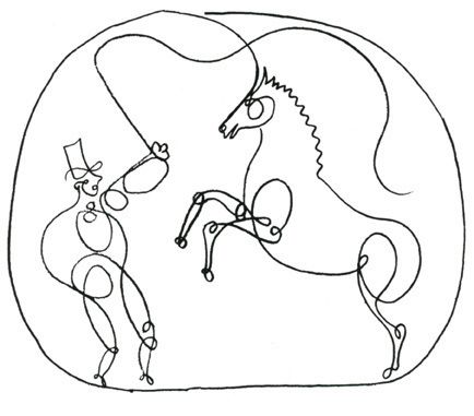 434x381 picasso's one liner drawing, circus horse in a ring one line - Picasso Horse Drawing