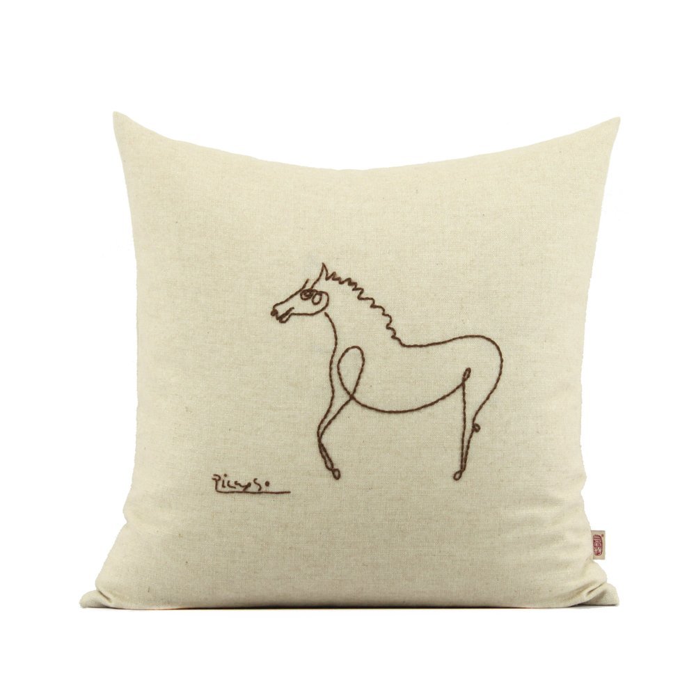 1000x1000 hand embroidered picasso art pillow cover horse pillow - Picasso Horse Drawing