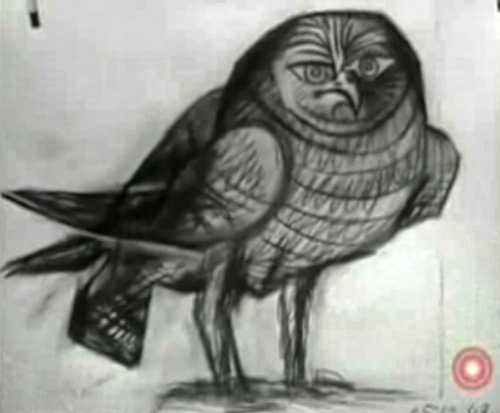 500x413 Owl Drawing - Picasso Owl Drawing