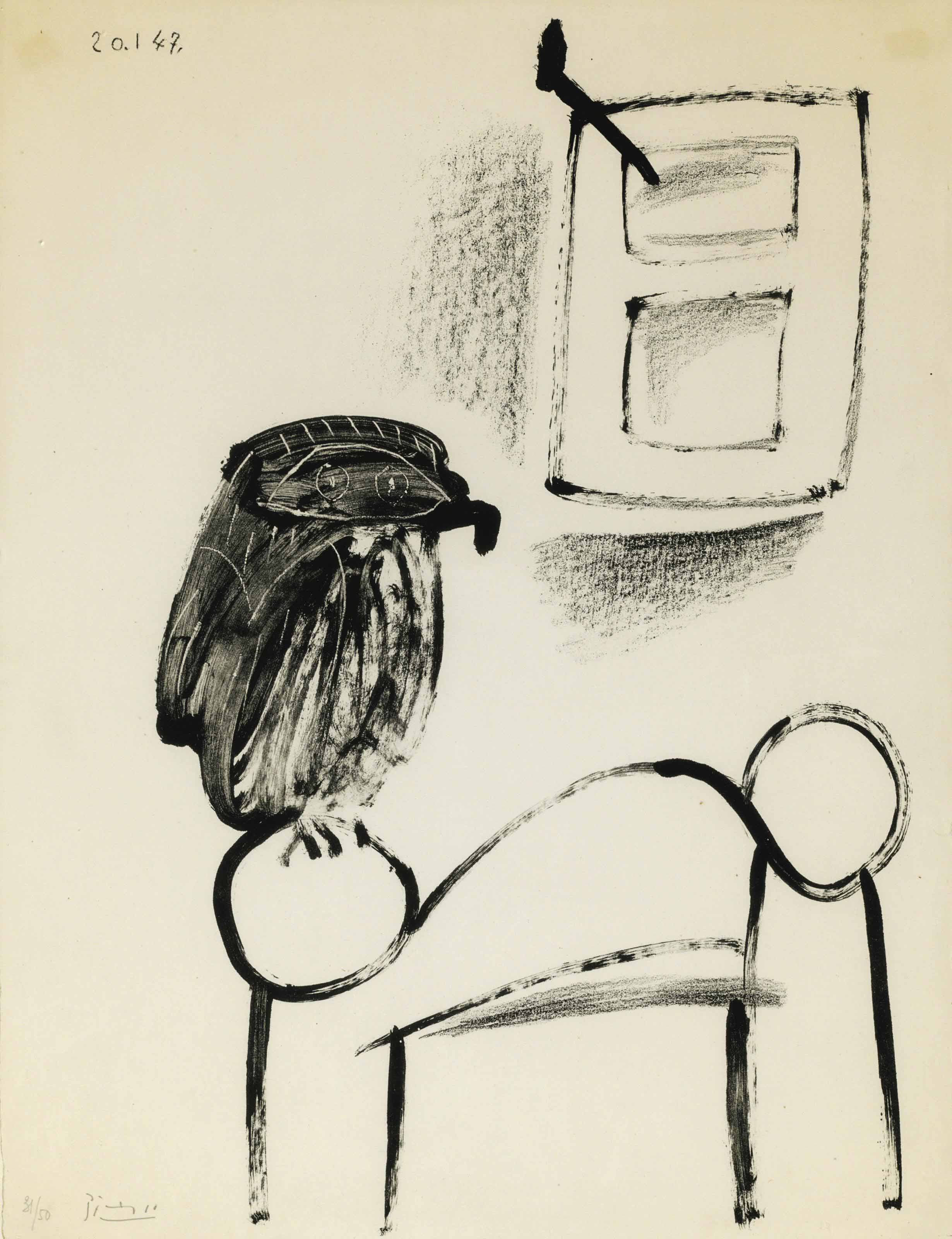 2460x3200 Pablo Picasso - Picasso Owl Drawing