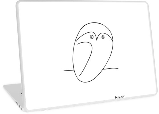 558x400 The Owl, Pablo Picasso Sketch Drawing, Line Design Laptop Skins - Picasso Owl Drawing