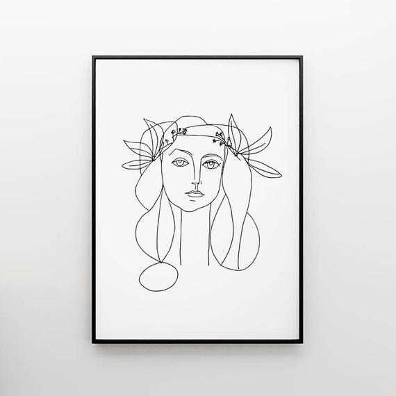 570x570 Picasso Sketch Woman Drawing Art And Collectibles Etsy - Picasso Woman Drawing