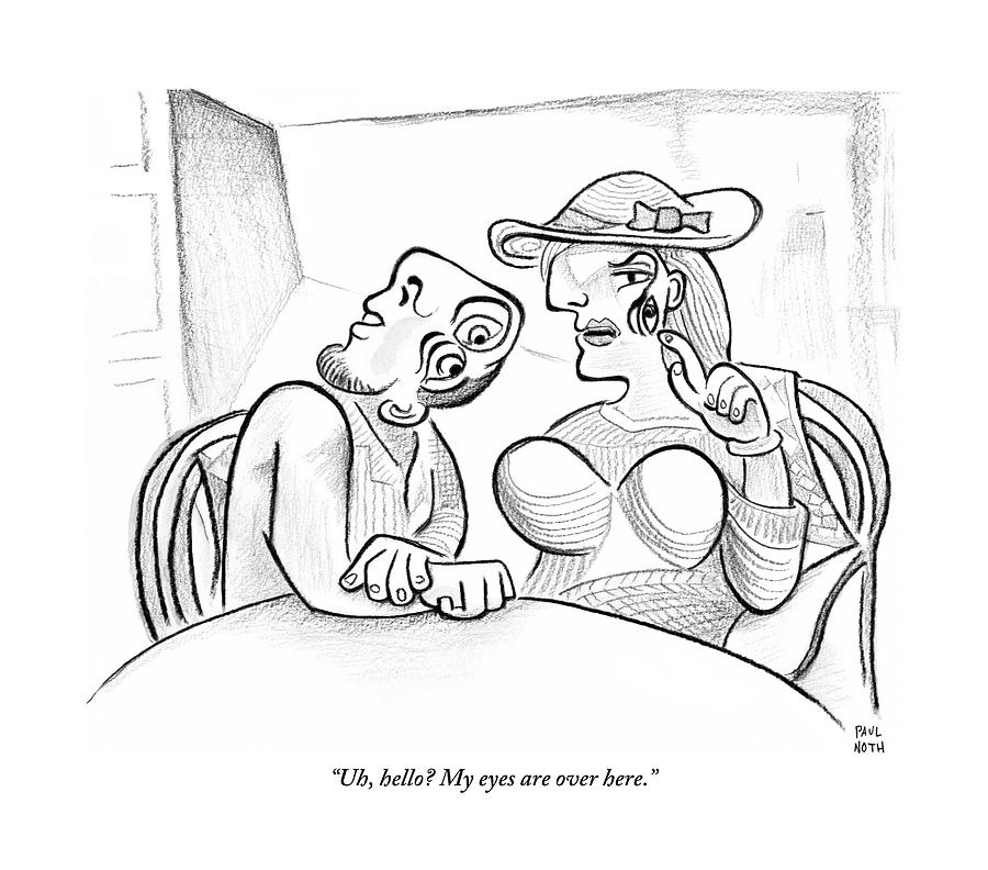 900x792 picasso esque woman speaks to picasso esque man drawing - Picasso Woman Drawing