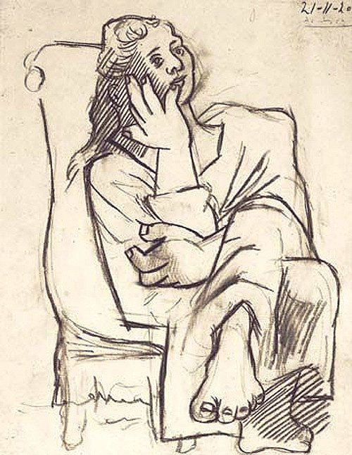 500x646  - Picasso Woman Drawing