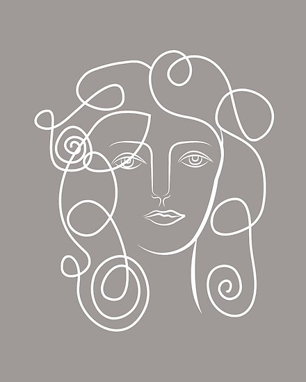 440x550 One Line Woman Picasso Posters - Picasso Woman Drawing