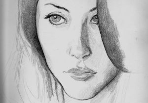300x210 pencil drawing in colourful girl picher simple pencil drawings - Picher Drawing