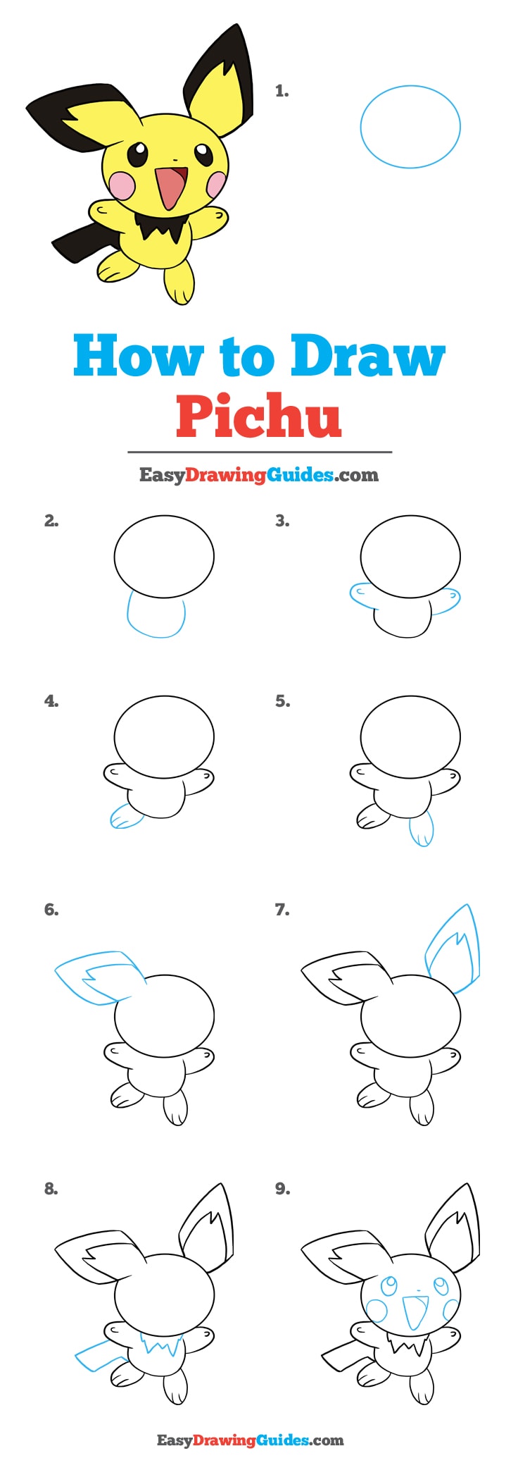 736x2086 How To Draw Pichu - Pichu Drawing