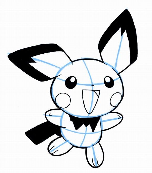 578x655 How To Draw Pichu Step - Pichu Drawing