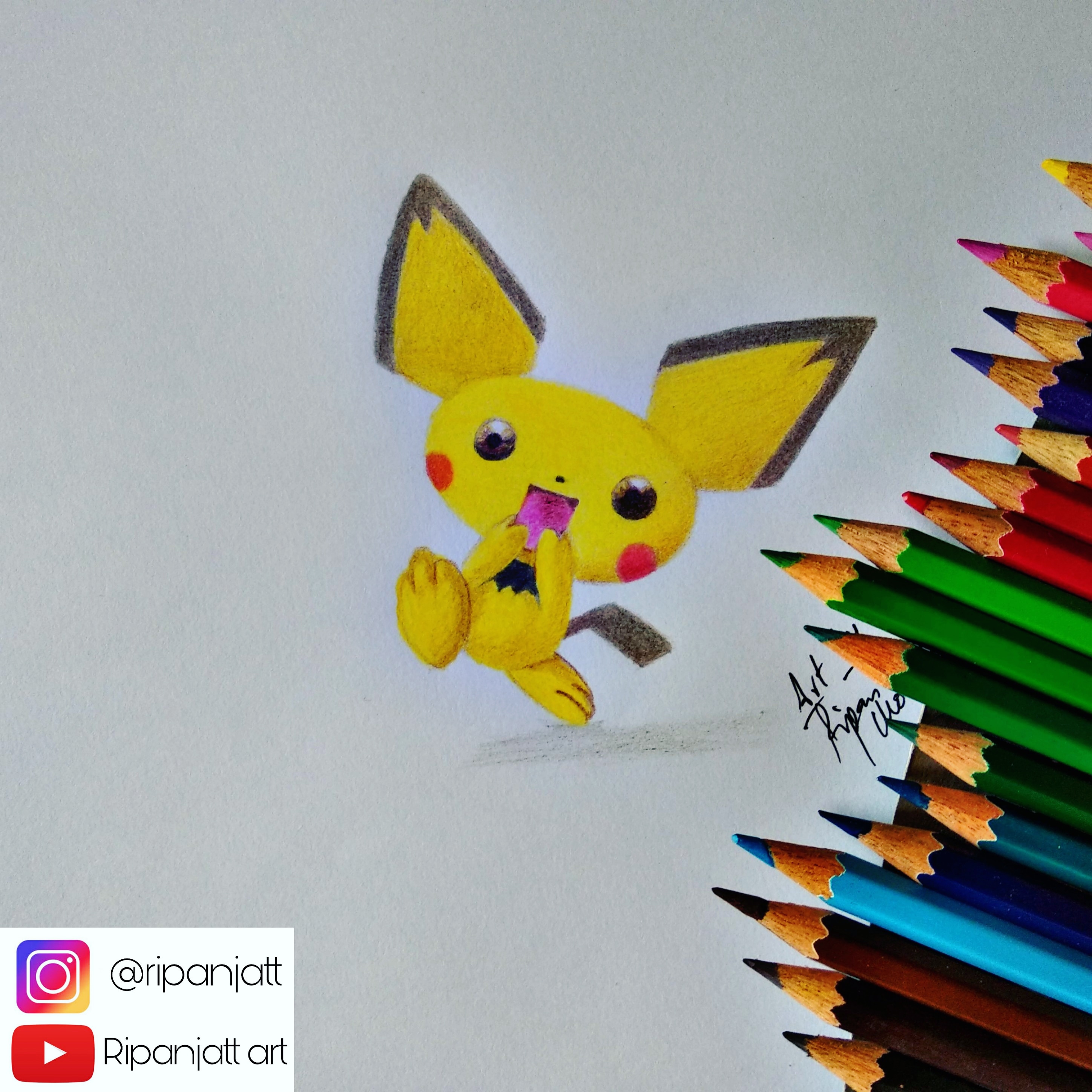 2896x2896 Pichu Drawing Pokemon - Pichu Drawing