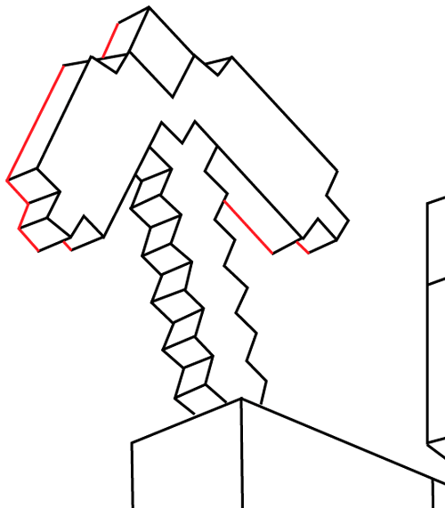 500x571 How To Draw Steve With A Pickaxe From Minecraft With Easy Step - Pickaxe Drawing