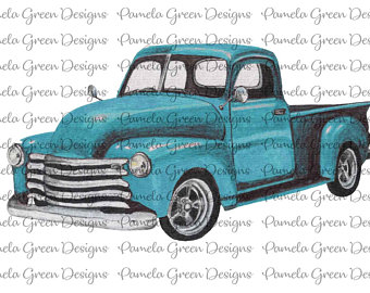 340x270 old truck drawing etsy - Pickup Truck Drawing