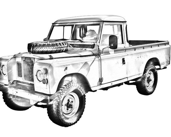600x480 land rover pick up truck drawing poster - Pickup Truck Drawing