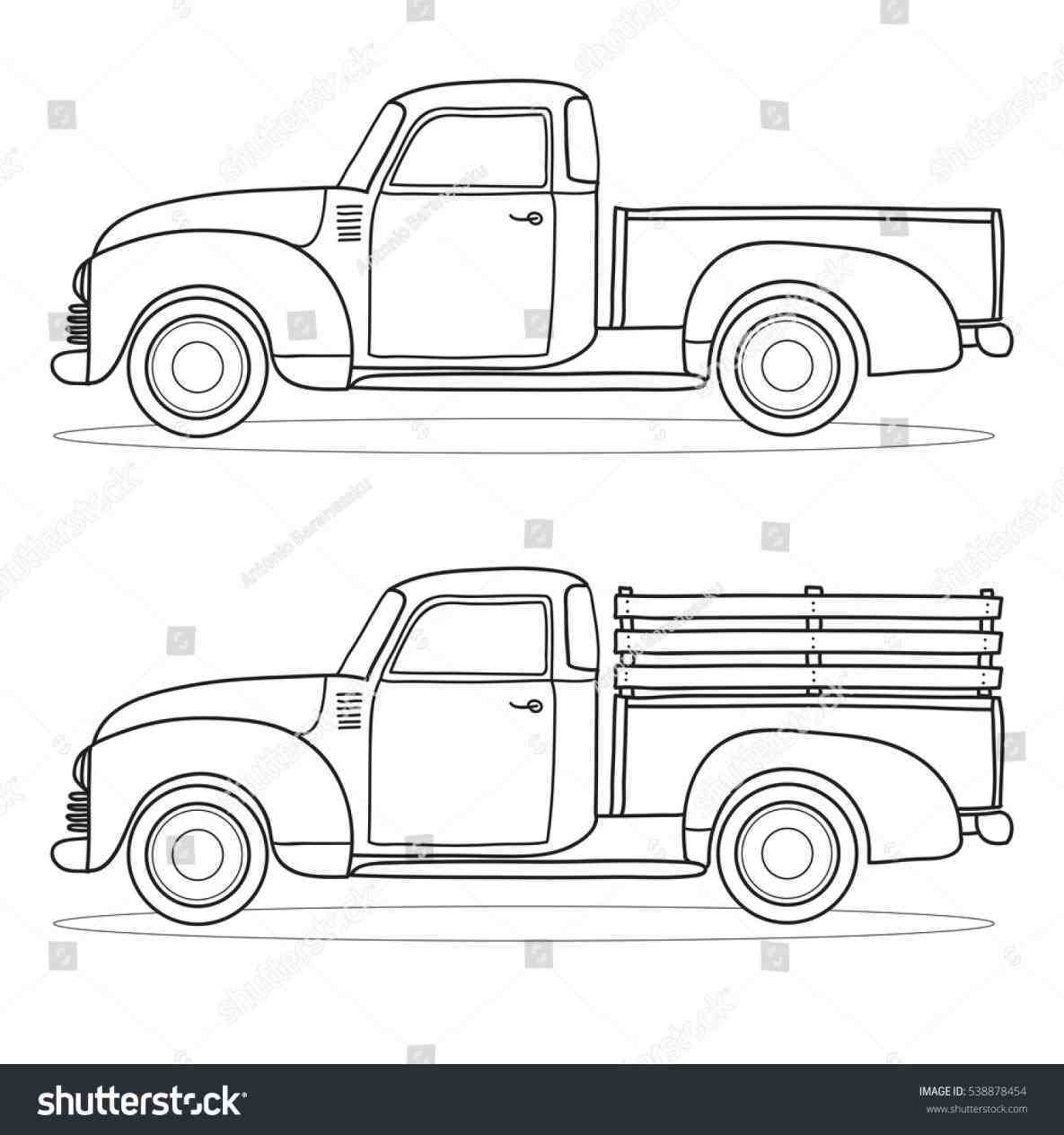 Pickup Truck Outline Drawing at PaintingValley.com | Explore collection