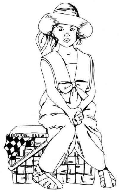 400x651 how to draw people girl with a picnic basket howstuffworks - Picnic Basket Drawing