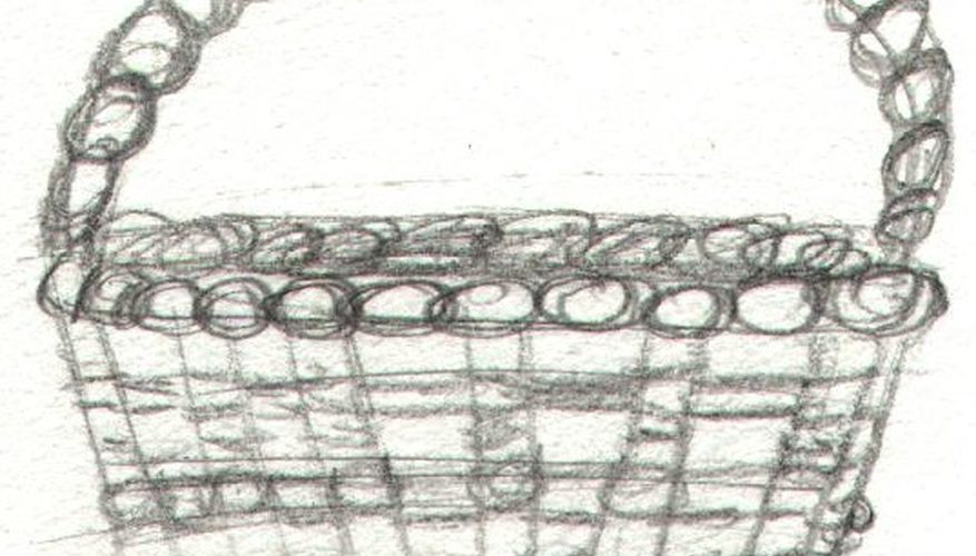 877x500 how to draw a basket our pastimes - Picnic Basket Drawing