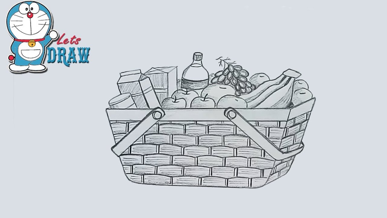 Drawing of a picnic basket
