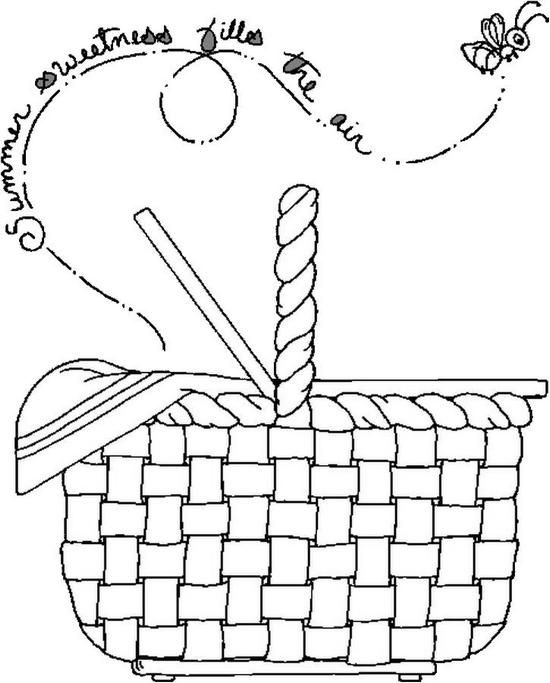 550x683 picnic basket coloring - Picnic Basket Drawing