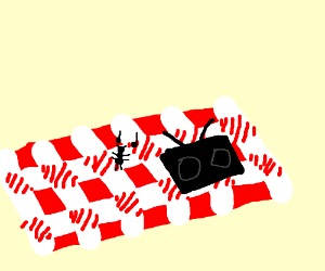 300x250 black ant dancing on a picnic blanket drawing - Picnic Blanket Drawing