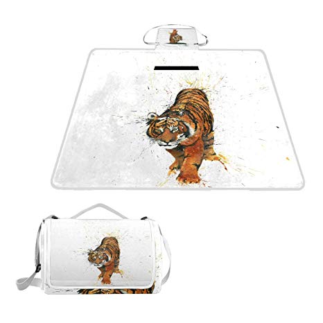 466x466 lorvies drawing tiger picnic blanket tote handy mat - Picnic Blanket Drawing